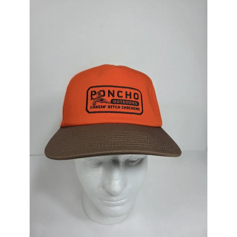 Poncho Outdoors Pheasant Hat OSFA  Embroidered Snapback Cap Orange Brown